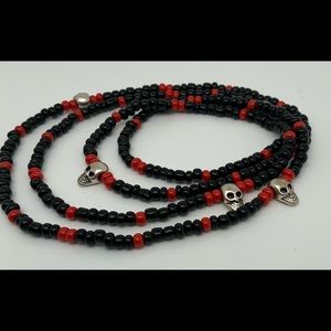 COPY - Black and red skeleton Waistbeads 34 inches